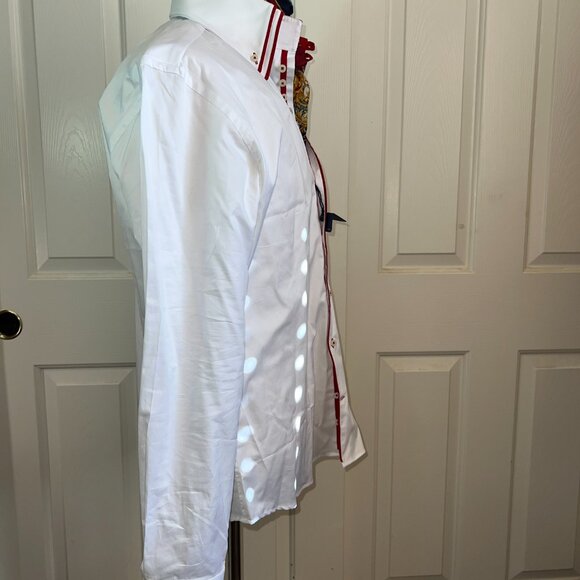 VITTORIO MARCHESI Luxurious Double High Collar Shirt w/Red Loops Size 41/16 NEW! - Picture 15 of 16